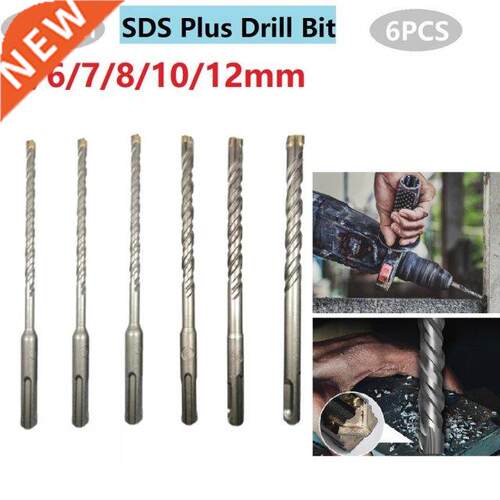 6Pcs 5mm-12mm Concrete SDS Plus Drill Bit Cross Tip 4 Cutter