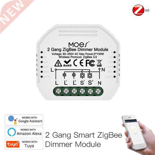 Mini DIY Tuya Zigbee Smart 2 / Gang Light Dimmer Module Hub