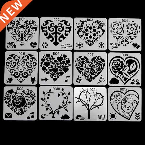 12Pcs 12Pcs Flower Heart Drawing Molds Plastic Children Pain