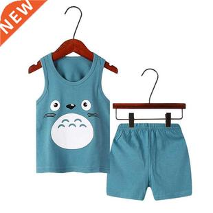 Children Pajamas Summer Clothing Set For Boys Girls Vest Top