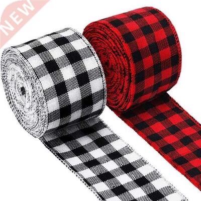 Christmas Linen Wired Ribbon Accessory Plaid Burlap Fabric X