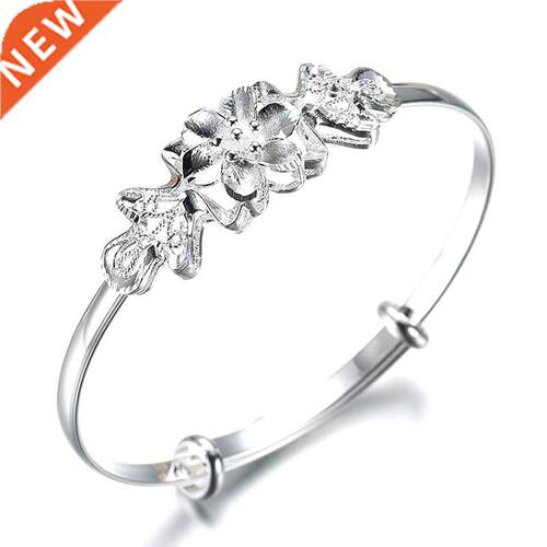 Fashion 925 Stamp Silver Color Woman Cuff Bracelet Adjustabl