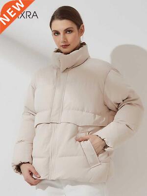 Wixra Womens Puffer Jacket New Fashion Loose Patchwork Parka