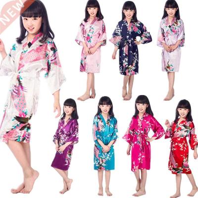 Wholesale Child's Satin Kimono Robes for Girls Kids Floral S