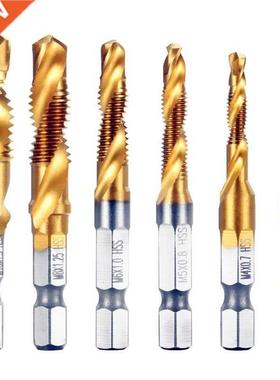 Hex Shank Titanium Plated Screw Thread Metric Tap Drill Bits