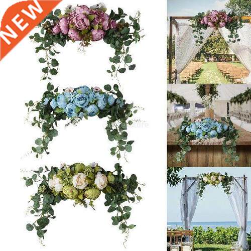 Artificial Arch Flowers Silk Rose Wreath Ring Wall Door