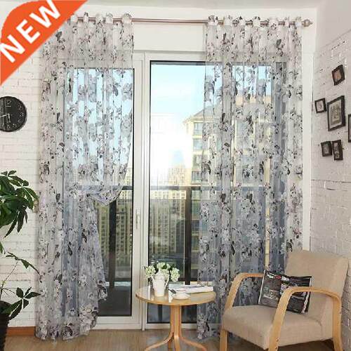 Ready Made Custom Flower Floral Voile Sheer Tulle Curtains