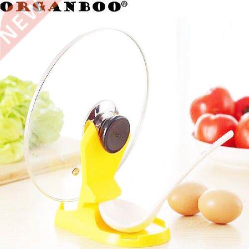 1pc New Foldable Plastic Spoon Pot Lid Shelf Stand Holder