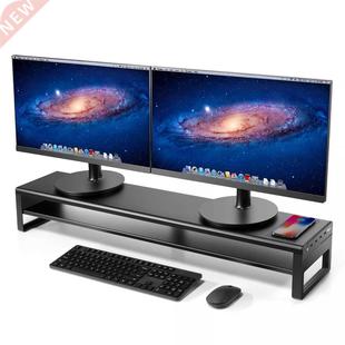 2 Tiers Dual Monitor Stand Aluminum Monitor Riser with Wirel