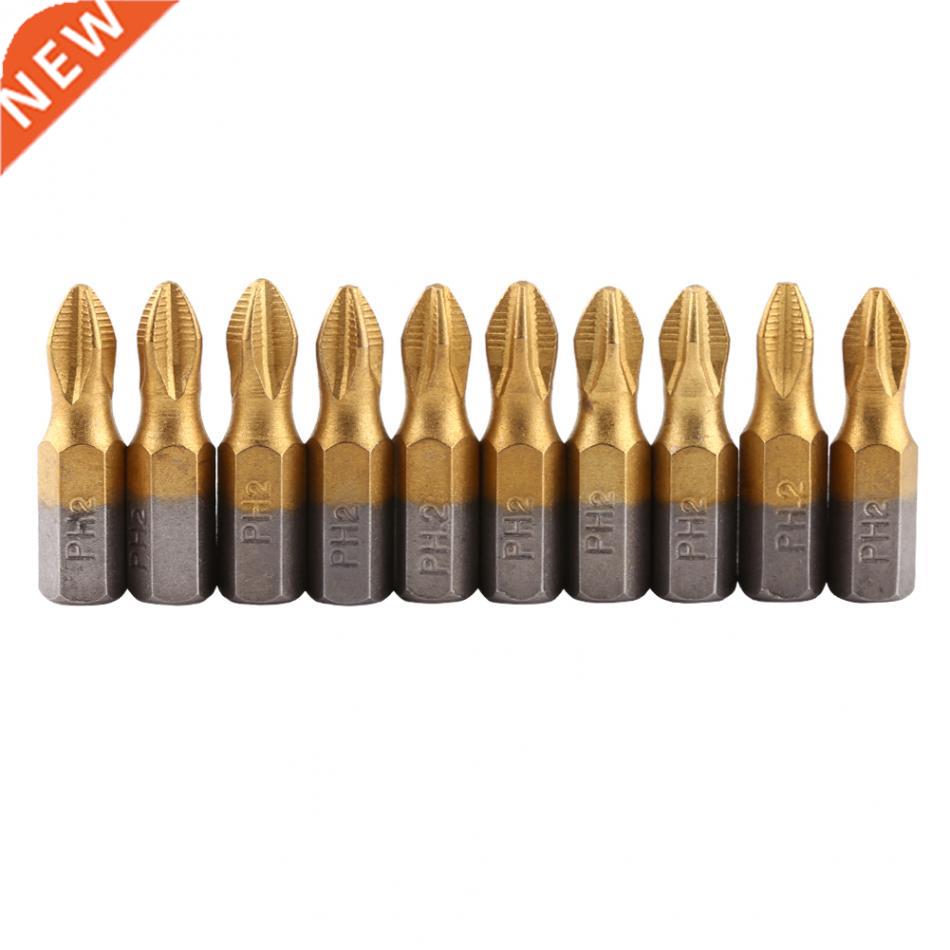 10Pcs Anti Slip Bits Single Side Hex Shank PH2 25mm Hex Cros