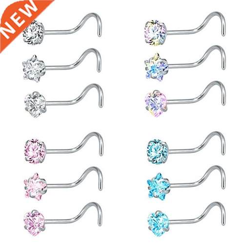 3pcs/set Nose Ring Nostril Piercings CZ Crystal Piercing Nos