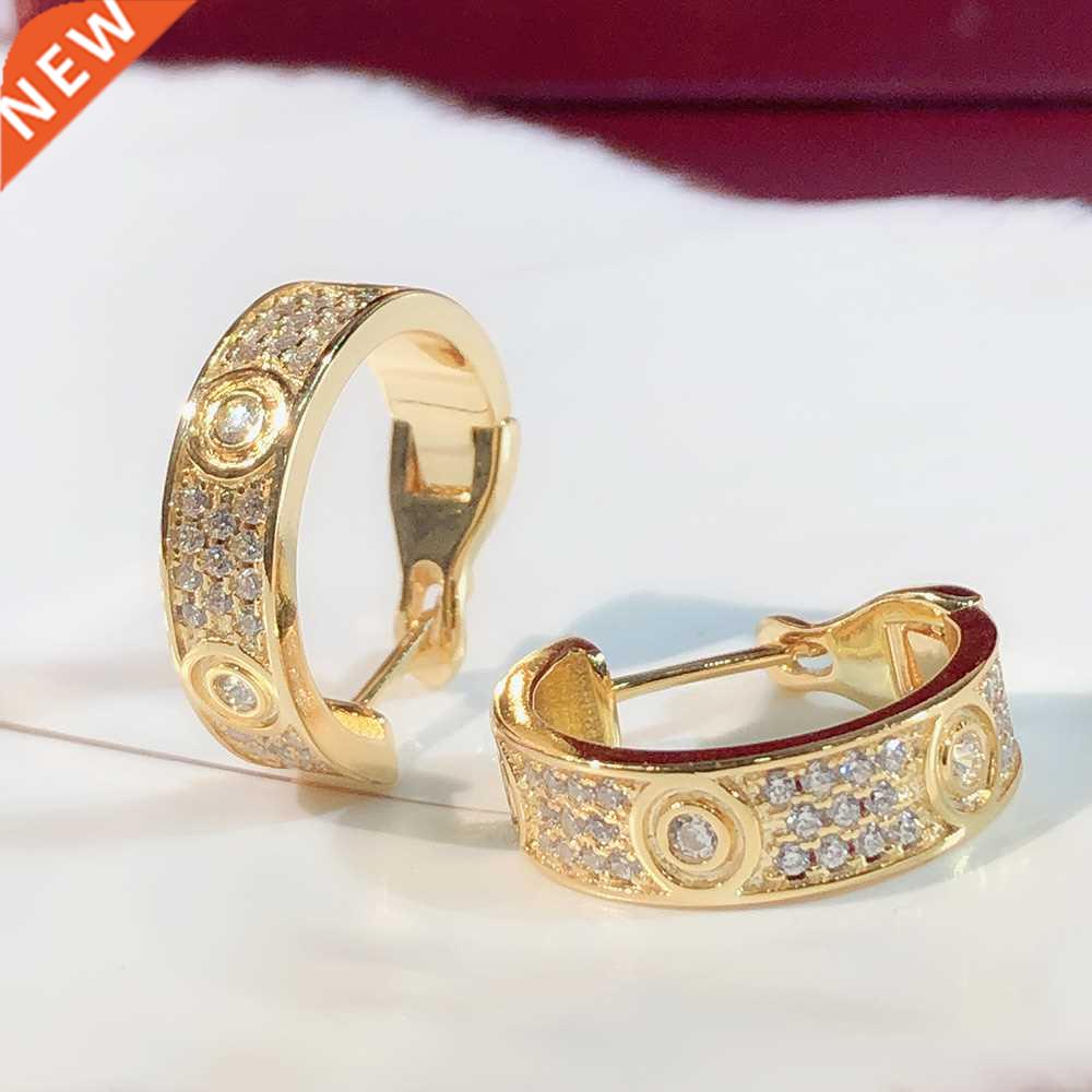 Love Earrings Sterling Silver Women Men Diamonds Clasp Stud