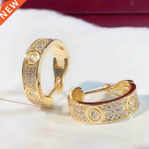 Love Earrings Sterling Silver Women Men Diamonds Clasp Stud