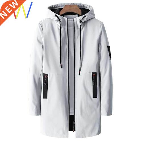 Men Autumn Long Jacket Trench Coats Korean fashion Hoodies