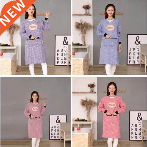 Cotton Apron Long Sleeve Women Oil Proof Home Kitchen