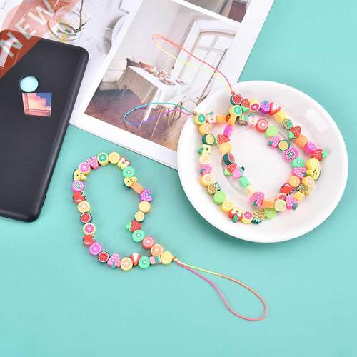 1pcs Summer Colorful Soft Clay Mobile Phone Chain Lanyards f