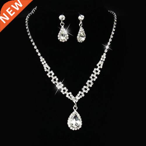 Bridal Jewelry Sets Silver Color Necklace Sets Rhinestone We