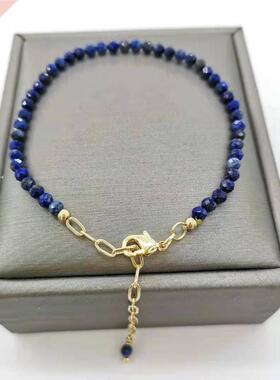 Faceted Lapis Lazuli Bracelet cate Adjustable 14K Gold Fille