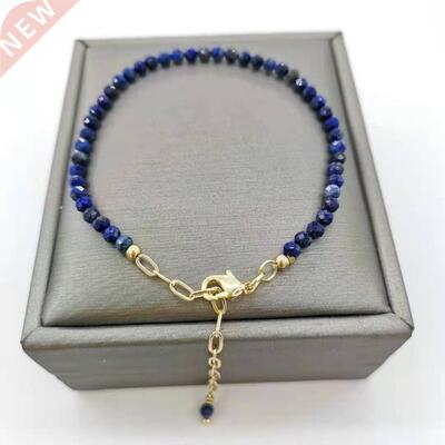 Faceted Lapis Lazuli Bracelet cate Adjustable 14K Gold Fille
