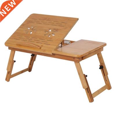1Pc Adjustable Bamboo Rack Shelf Dormitory Bed Lap Desk Port