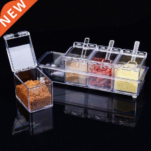 Muti-function Transparent Seasoning Box Rack Spice Pots