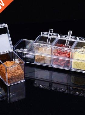 Muti-function Transparent Seasoning Box Rack Spice Pots