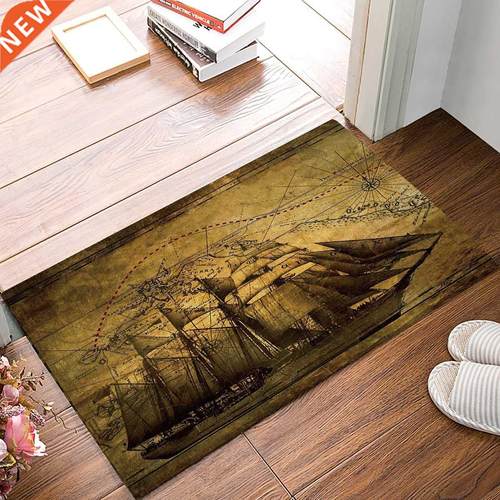 Retro Ships Route Sailing Boat Nautical Anchor Map Door