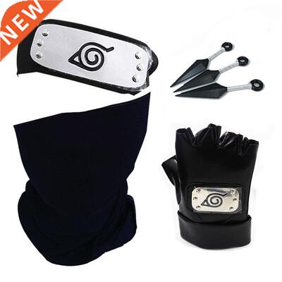 Fashion Cosplay Kakashi Black Gloves Mask Headband Anime Acc