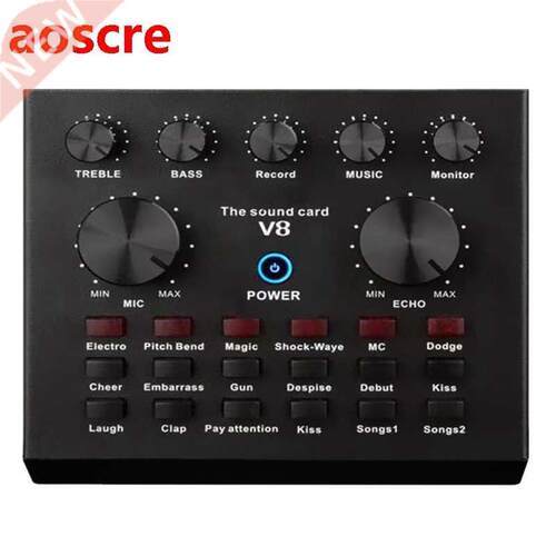 V8 Live Sound Card Voice Changer DJ Audio Mixer Live Sound B