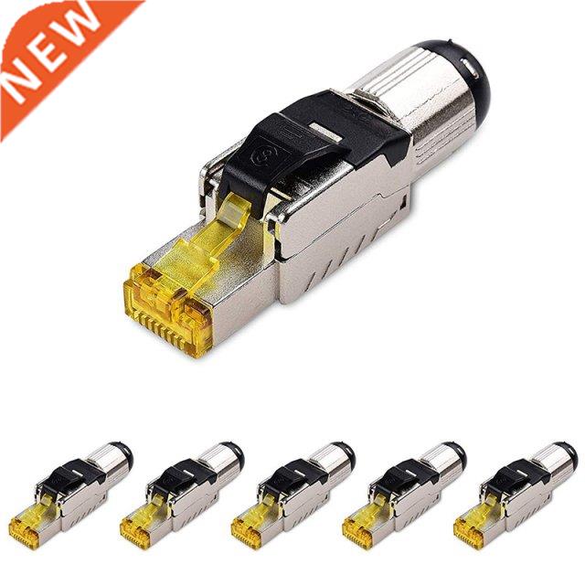 6-Pack Tool Free Shielded RJ45 Cat 8, Cat8 Field Termination