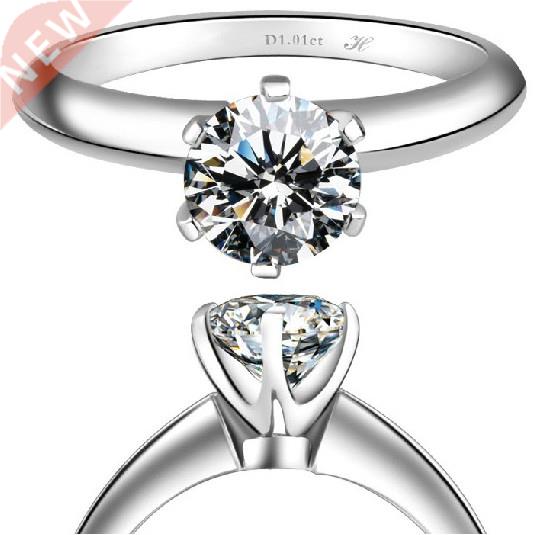 Solid 14K White Gold AU585 Ring 1.5CT Moissanite Diamond Eng