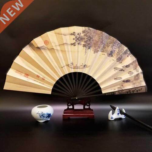Chinese fan bamboo fan bone print 10 inch large fan foldable