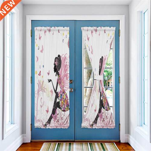 Cartoon Butterfly Fairy Girl Pink White Modern Curtains for