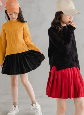 Winter Spring Teenager Skirts High Waist Pleated Skirt Girls