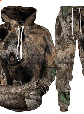 Casual Camouflage Hunting Animal Wild Boar 3D Hoodie Sweatsh