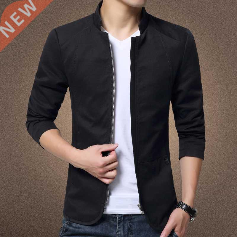 Mens Jacket Fashion Standing Collar Jacket Coats Men Slim Fi