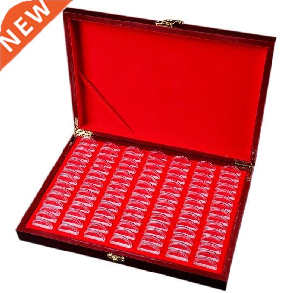 New 100Pcs Round Wood Coins Case Storage Holders Display
