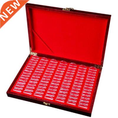New 100Pcs Round Wood Coins Case Storage Holders Display