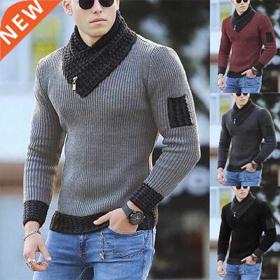 Sweater Turtleneck Men Winter Fashion Vintage Style Sweater