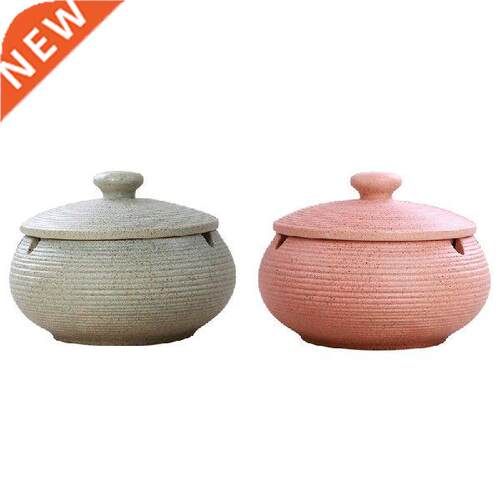 2PCS Ceramic Ashtray with Windproof Lid for Indoor Outdoor