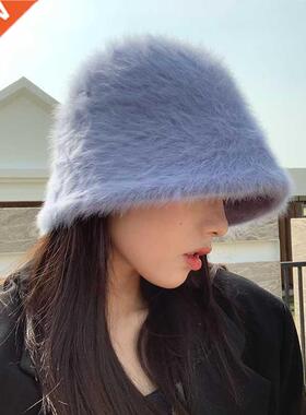 2022 Hat winter women's fashion Solid color rabbit fur hat b
