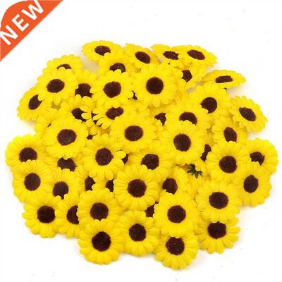 30pcs Mini Silk Sunflower Artificial Daisy Flower Head For W
