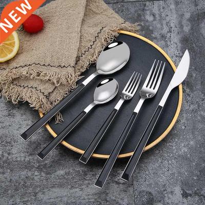 5pcs/set Stainless Steel Imitation Wooden Handle Knife And F