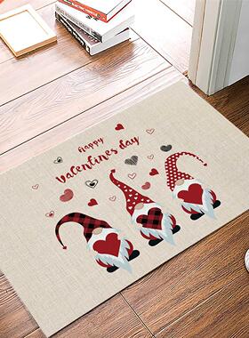 Happy Valentine'S Day Love Heart Gnome Doormat Home
