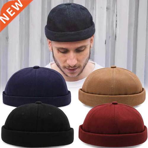 Vintage Dome Hat Melon Unisex Brimless Beanie Cap Solid Colo