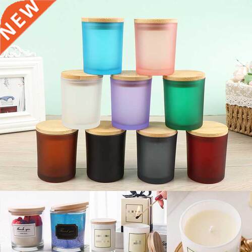 120/250ml/200ml Color Glass Candle Cup With Bamboo wood