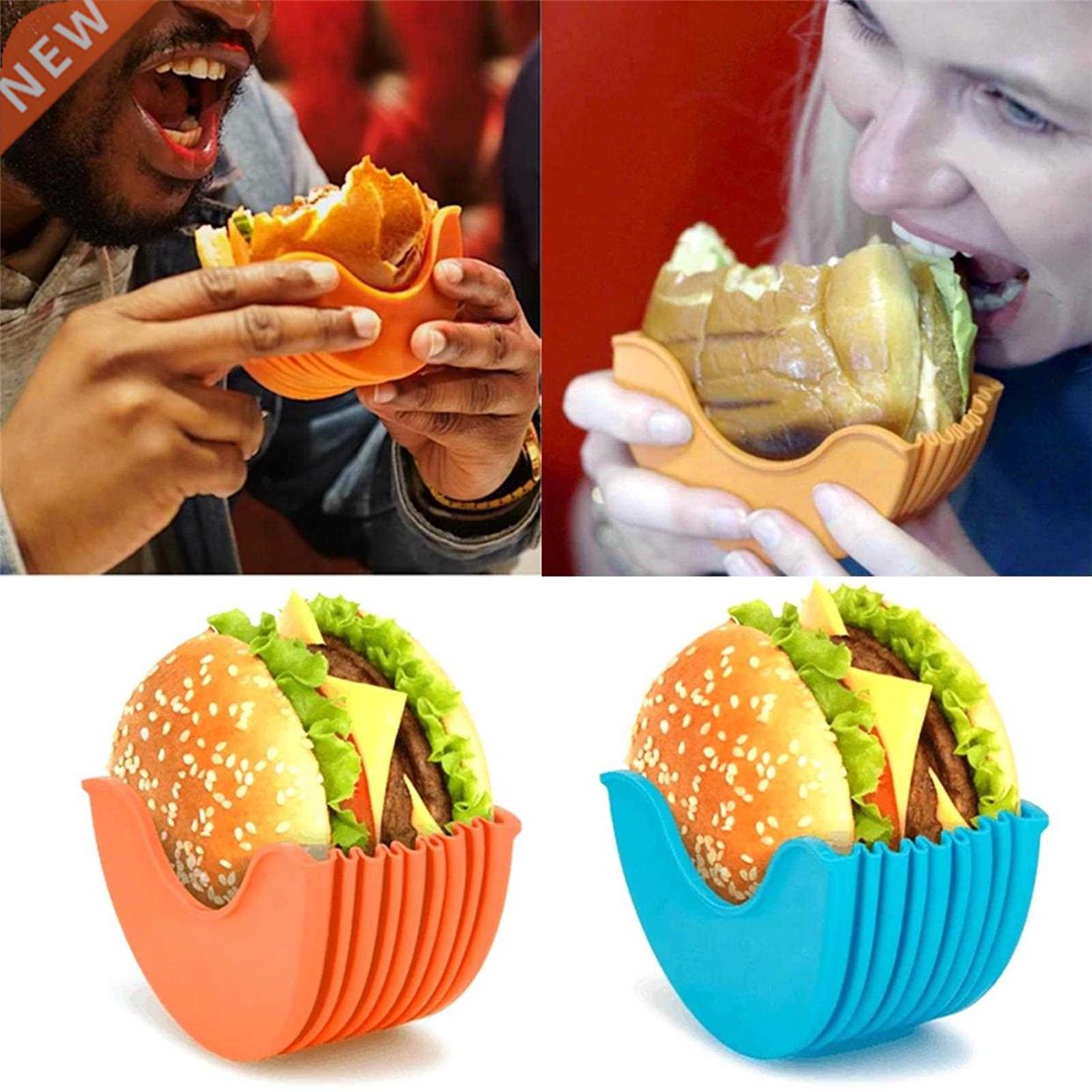 Silicone Burger Holders Reusable Sandwiches Holder Box Beef