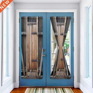 Brown Door Plank Door Curtains for Living Room Bedroom