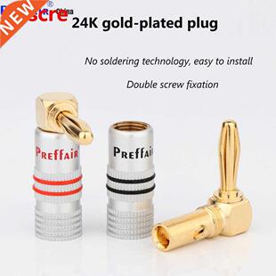 Preffair BA1467 8PCS 24K Gold 90 Degree Right Angle Speaker