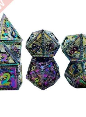 7Pcs/Set Polyhedral Digital Metal Dice with Storage Box